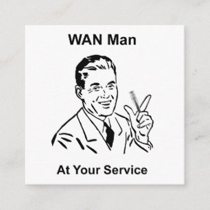WAN Man At Your Service Retro Tech Square Business Card