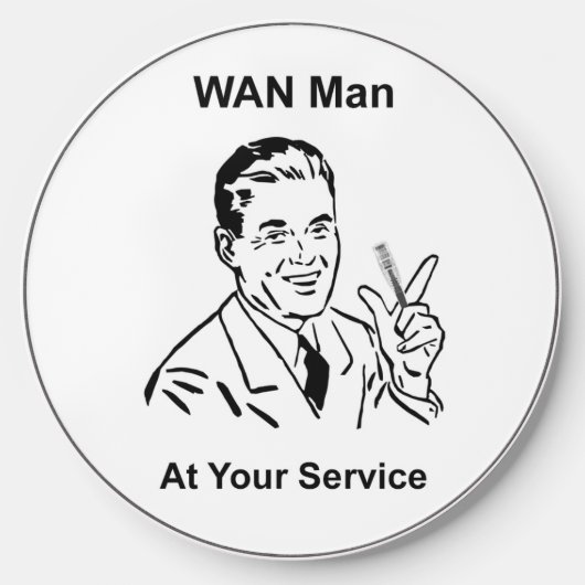 WAN Man At Your Service Retro Tech Wireless Charger (Front)