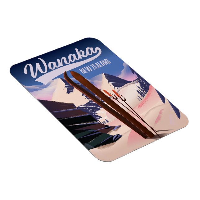 Wanaka New Zealand ski poster Magnet (Right Side)