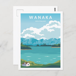 Wanaka New Zealand Travel Place Illustration Postcard