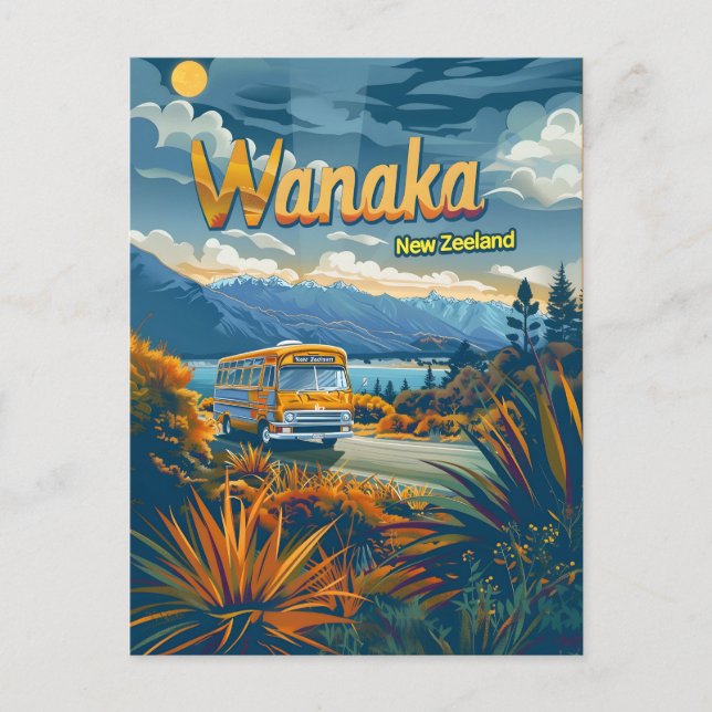 Wanaka New Zeeland vintage Postcard (Front)