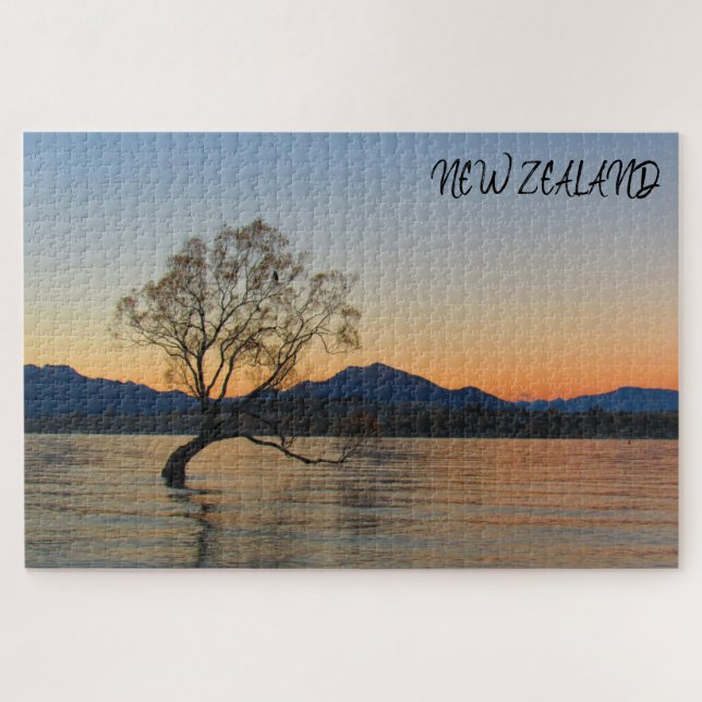 wanaka sunset tree jigsaw puzzle (Horizontal)
