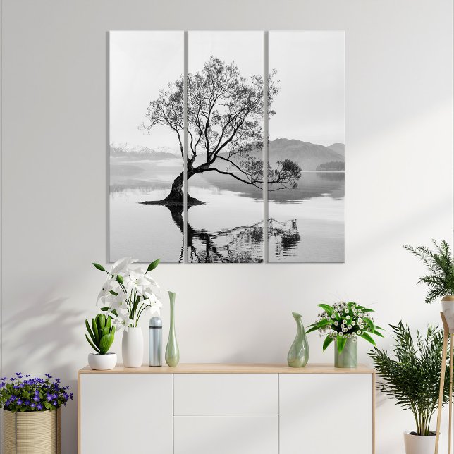 Wanaka Tree Black and White Landscape Triptych (Creator Uploaded)