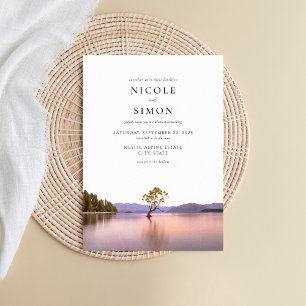 Wanaka Tree Watercolor Landscape Wedding Invitation