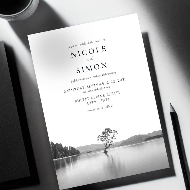 Wanaka Tree Watercolor Landscape Wedding Invitation (Creator Uploaded)