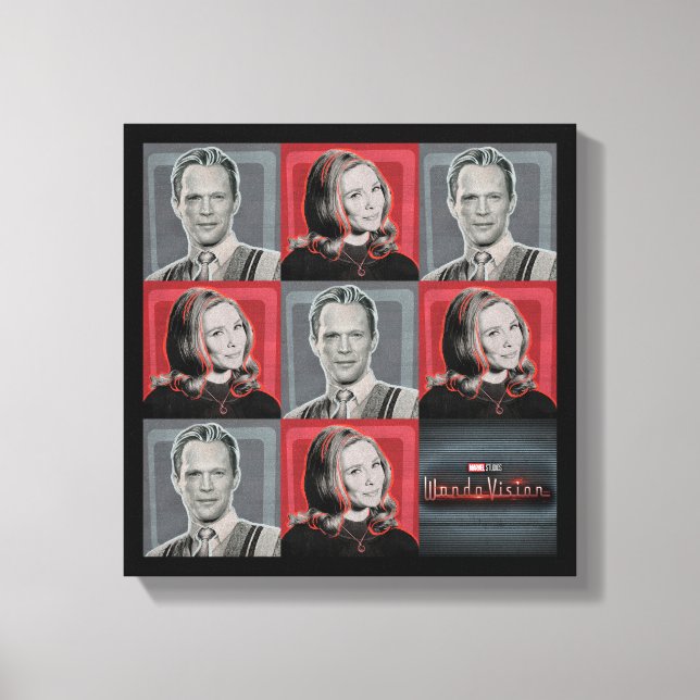 Wanda and Vision Retro Checker Pattern Canvas Print (Front)