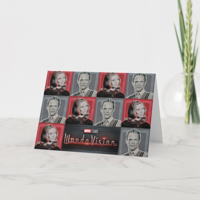 Wanda and Vision Retro Checker Pattern Card (Front)