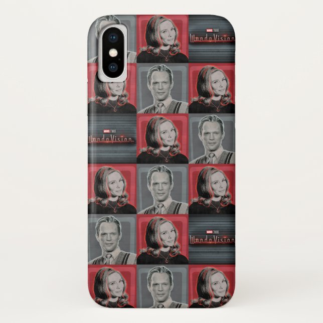 Wanda and Vision Retro Checker Pattern Case-Mate iPhone Case (Back)