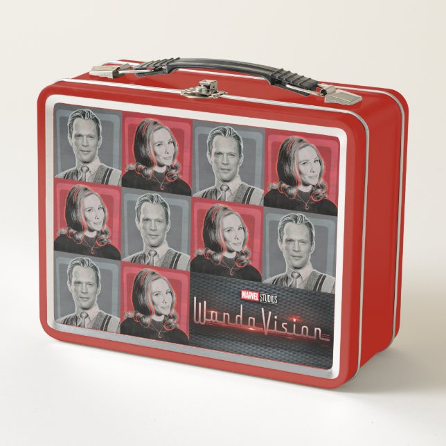 Wanda and Vision Retro Checker Pattern Metal Lunch Box (Front)