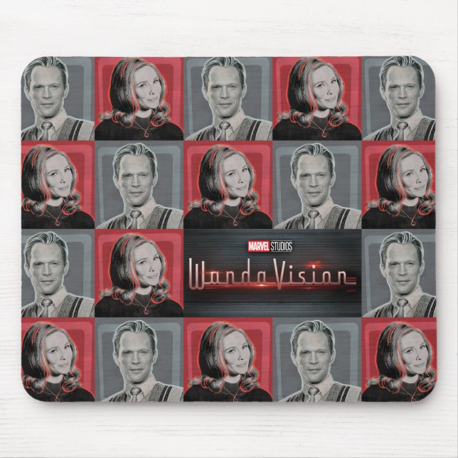 Wanda and Vision Retro Checker Pattern Mouse Pad (Front)