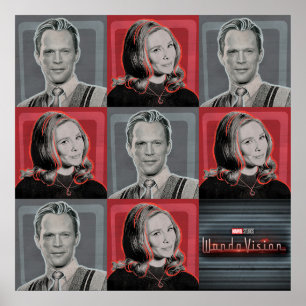 Wanda and Vision Retro Checker Pattern Poster