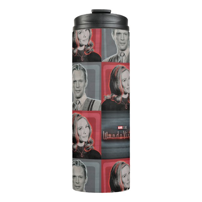 Wanda and Vision Retro Checker Pattern Thermal Tumbler (Front)