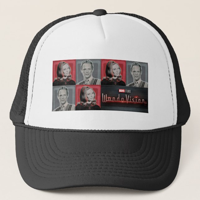 Wanda and Vision Retro Checker Pattern Trucker Hat (Front)