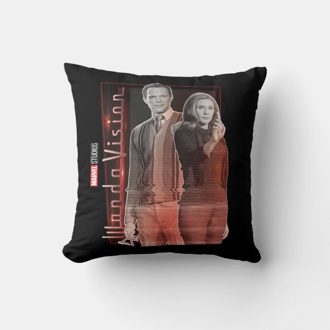 Wanda and Vision Retro Couple Throw Pillow (Front)