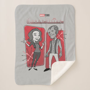 WandaVision Retro Animation Graphic Sherpa Blanket