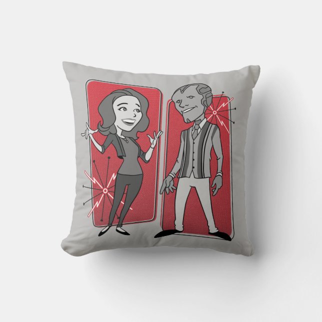 WandaVision Retro Animation Graphic Throw Pillow (Front)