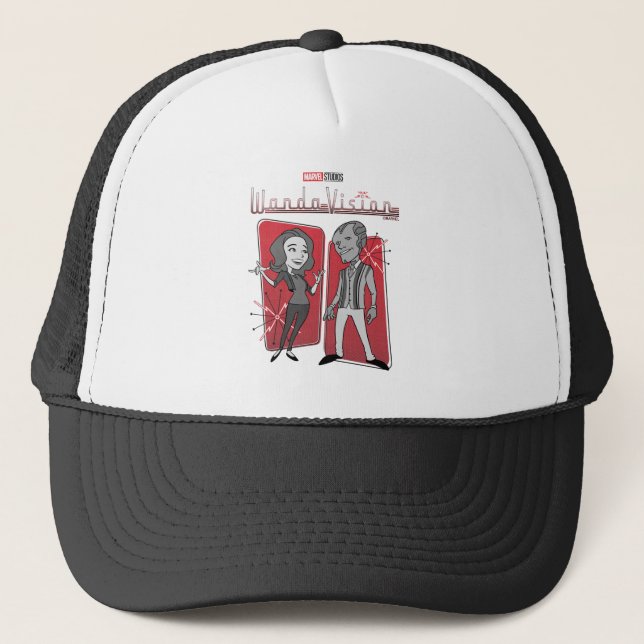 WandaVision Retro Animation Graphic Trucker Hat (Front)