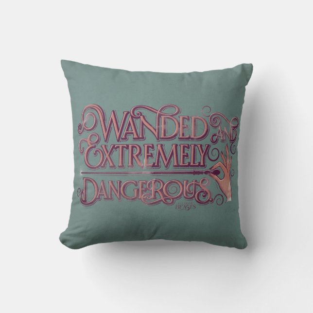Wanded And Extremely Dangerous Graphic - Pink Throw Pillow (Front)