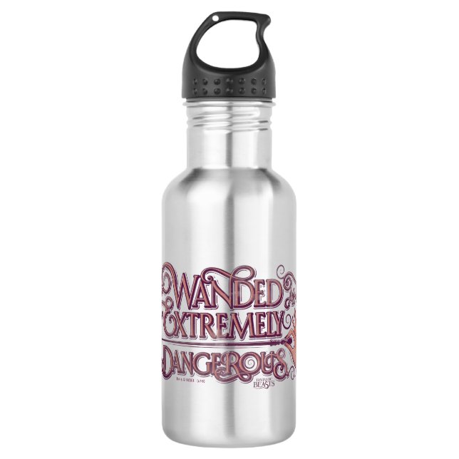 Wanded And Extremely Dangerous Graphic - Pink Water Bottle (Front)