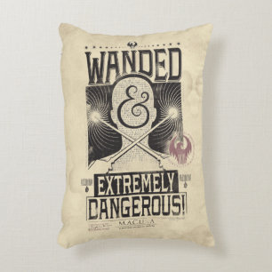 Wanded & Extremely Dangerous Wanted Poster - Black Decorative Pillow