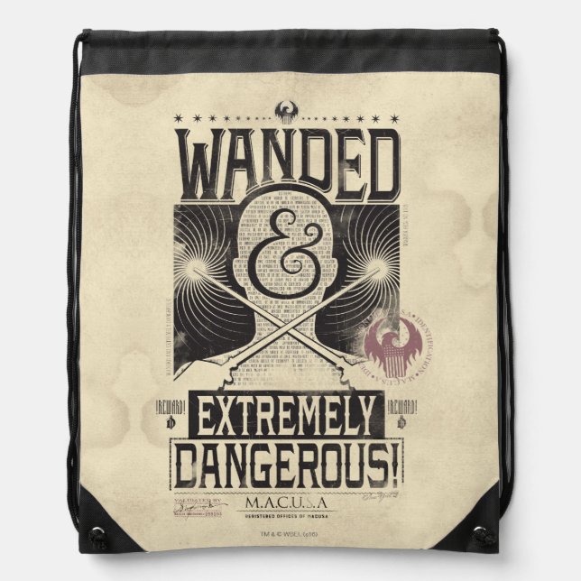 Wanded & Extremely Dangerous Wanted Poster - Black Drawstring Bag (Front)