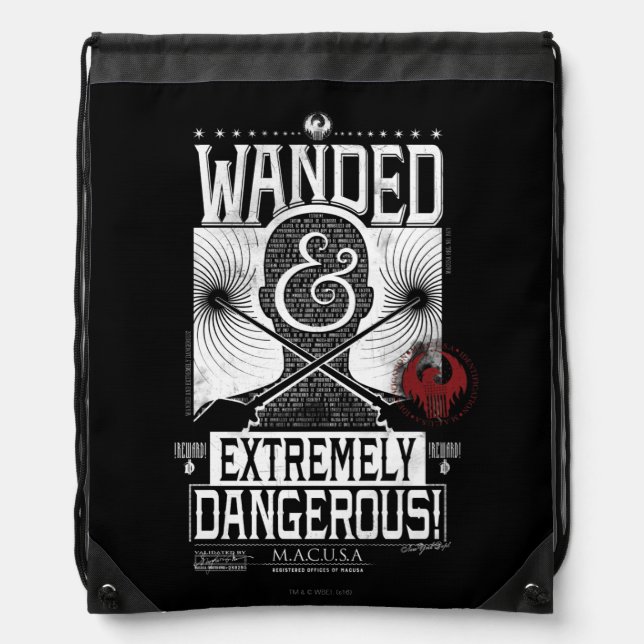 Wanded & Extremely Dangerous Wanted Poster - White Drawstring Bag (Front)