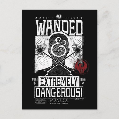 Wanded  Extremely Dangerous Wanted Poster _ White Postcard