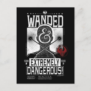 Wanded & Extremely Dangerous Wanted Poster - White Postcard