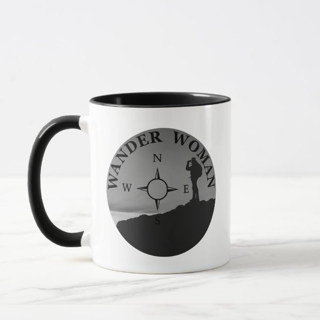 Wander hiking hike camping woman mug (Left)