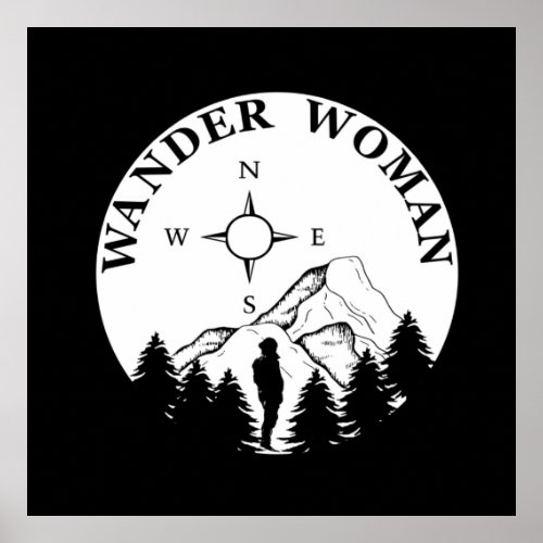 Wander hiking hike camping woman poster