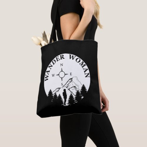 Wander hiking hike camping woman tote bag