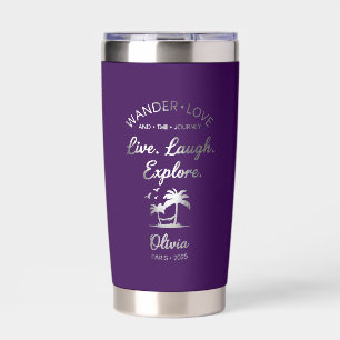 Wander Love, Live Laugh Explore, Purple Insulated Insulated Tumbler