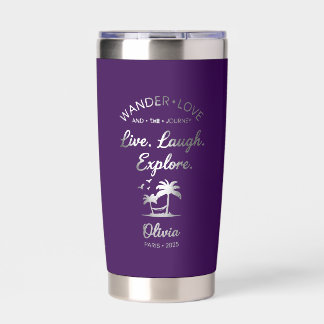 Wander Love, Live Laugh Explore, Purple Insulated  Tumbler