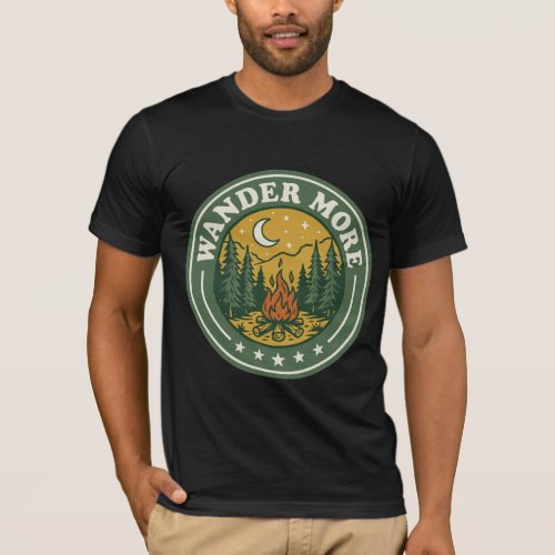 Wander More Vintage Campfire Outdoor Badge T-Shirt