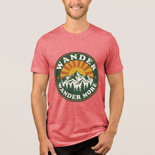 Wander More Vintage Mountain Sunburst Badge Tri-Blend Shirt