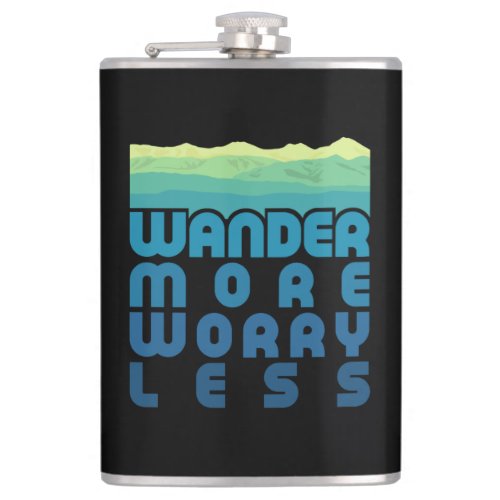  Wander More Worry Lessblue gradient Flask