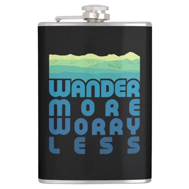  Wander More Worry Less/blue gradient Flask (Front)