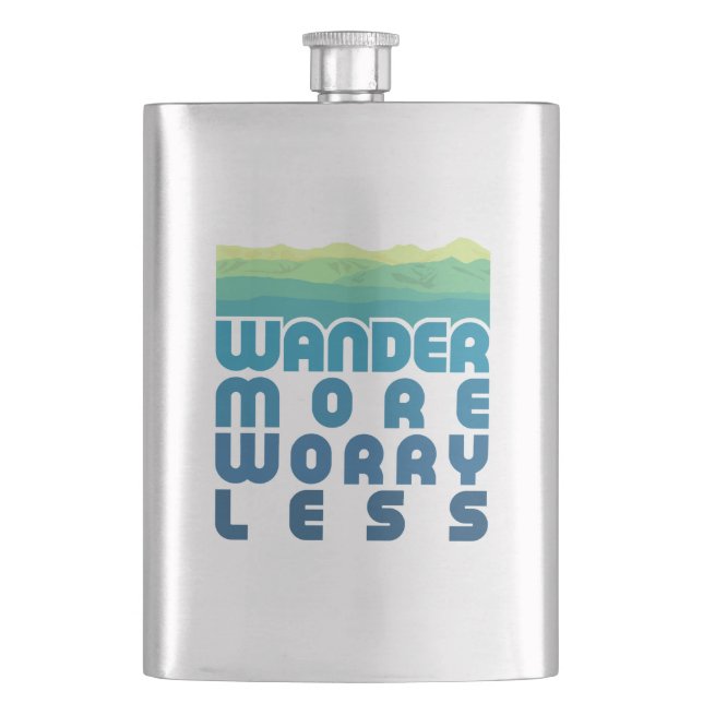  Wander More Worry Less/blue gradient Flask (Front)