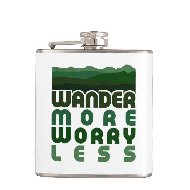 Wander More Worry Less Flask (Front)