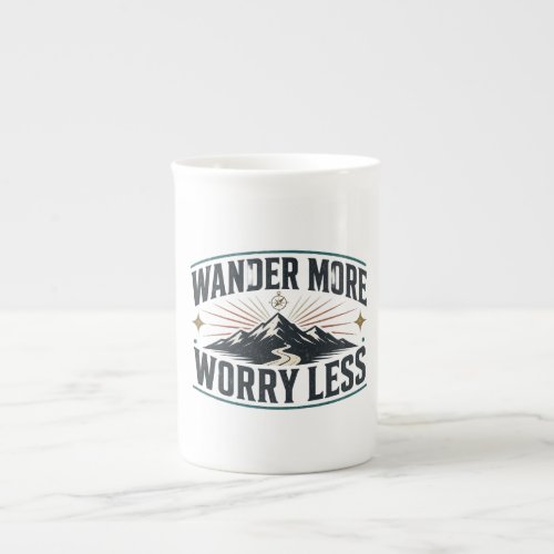 Wander More Worry Less Travel Adventure Mountain D Bone China Mug