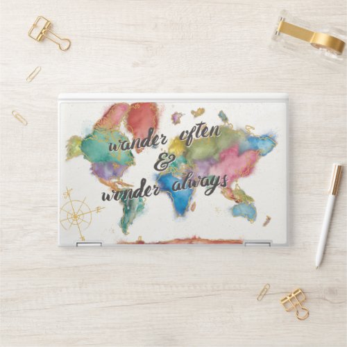 Wander Often Wander Always Map With Quote HP Laptop Skin