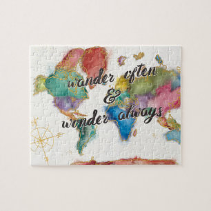 Wander Often, Wander Always Map With Quote Jigsaw Puzzle