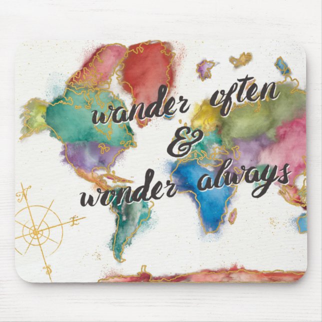 Wander Often, Wander Always Map With Quote Mouse Pad (Front)