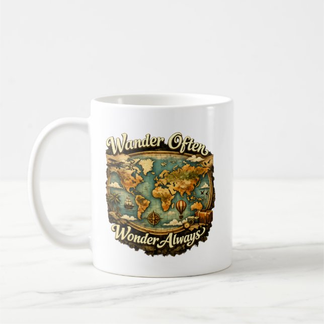 Wander Often Wonder Always  Coffee Mug (Left)