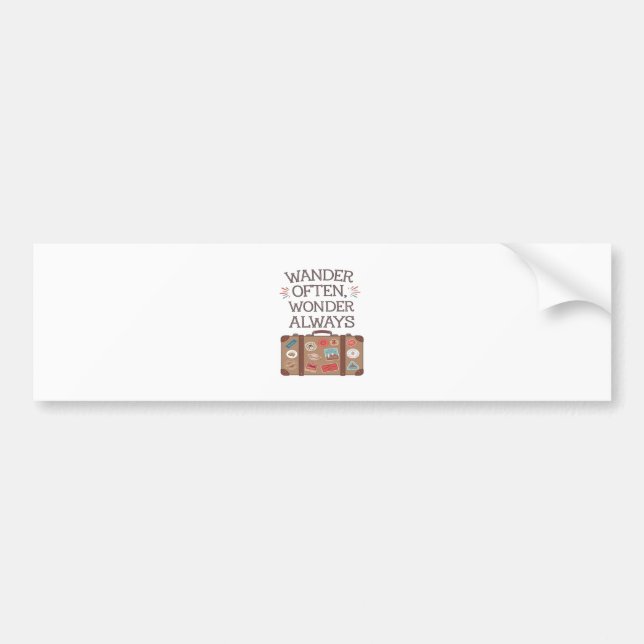 Wander Often, Wonder Always Travel Quote Bumper Sticker (Front)