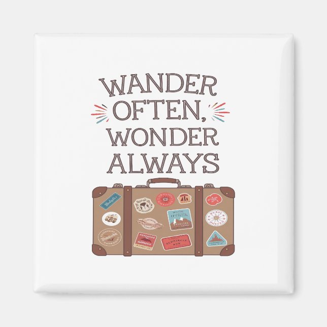Wander Often, Wonder Always Travel Quote Magnet (Front)