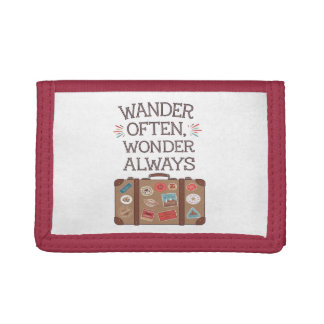 Wander Often, Wonder Always Travel Quote Trifold Wallet