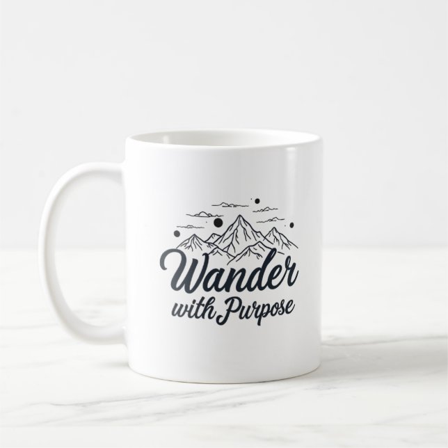 Wander with Purpose - Mountain Adventure Coffee Mug (Left)
