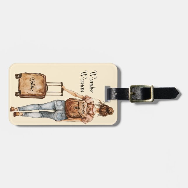 Wander Woman | Fun Travel Luggage Tag (Front Horizontal)
