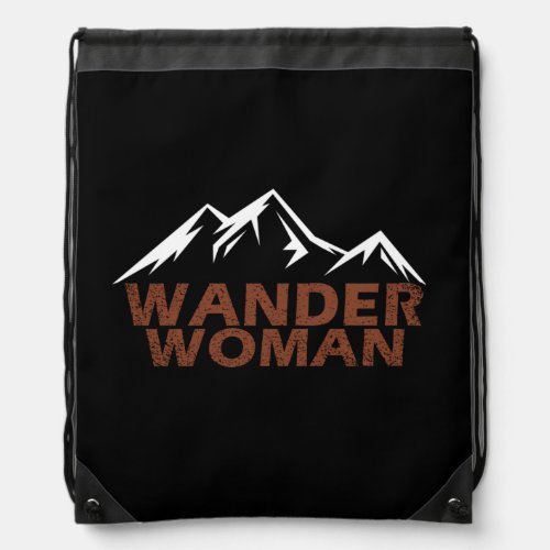 wander woman hiking camping drawstring bag